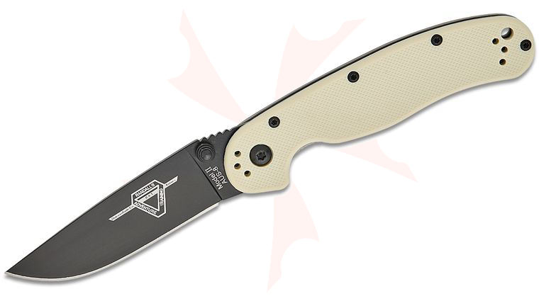 Ontario RAT Model 2 Folding Knife 3 inch Black Plain Blade, Ivory Nylon Handles