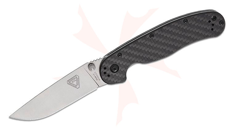 Ontario RAT Model 1.5 Liner Lock Folding Knife 3.25 inch CPM-MagnaCut Satin Plain Drop Point Blade, Carbon Fiber G10 Handles