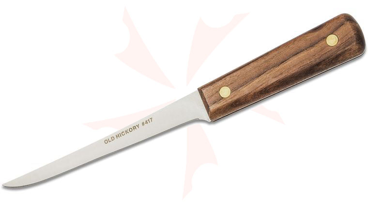 Old Hickory 417 Fillet Knife 6.25 inch 440C Blade, Hardwood Handles, Leather Sheath