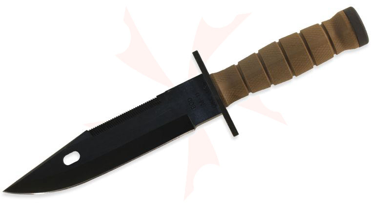 Ontario 1982 M11 EOD Bayonet & Scabbard 7 inch Sawback Blade, Coyote Brown Handle