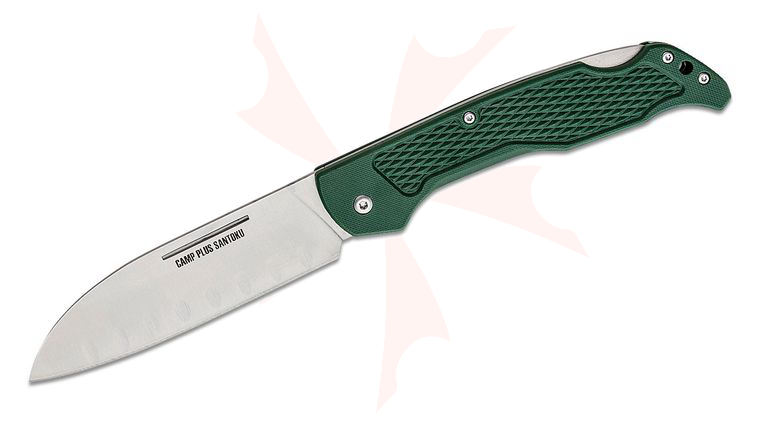 Ontario Camp Plus Folding Santoku Knife 4.25 inch Satin Blade, OD Green GFN Handle