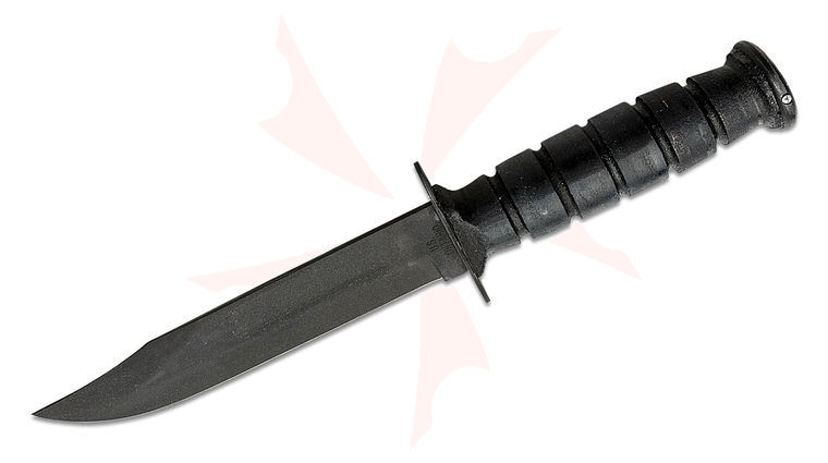 Ontario 498 Marine Combat Knife 7 inch Sharpened Clip Point Blade with Blood Grooves, Black Leather Handle and Sheath