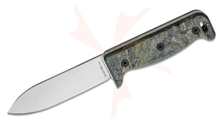 Ontario Blackbird ML5 Fixed Blade Knife 5 inch 420HC Satin Spear Point, Multicolor Micarta Handles, Black Leather