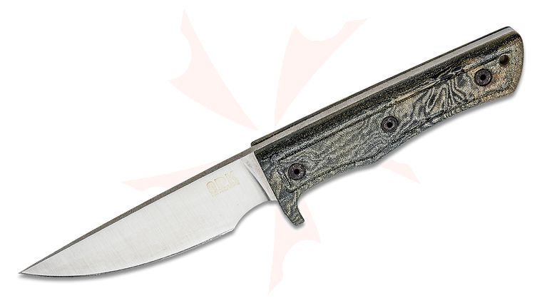 Ontario ADK High Peaks Hunter Fixed Blade Knife 4.5 inch Satin Drop Point, Multicolor Micarta Handles, Leather Sheath