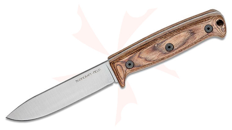 Ontario Bushcraft Field Knife Fixed 5 inch Satin Blade, Walnut Wood Handles, Black Nylon Sheath