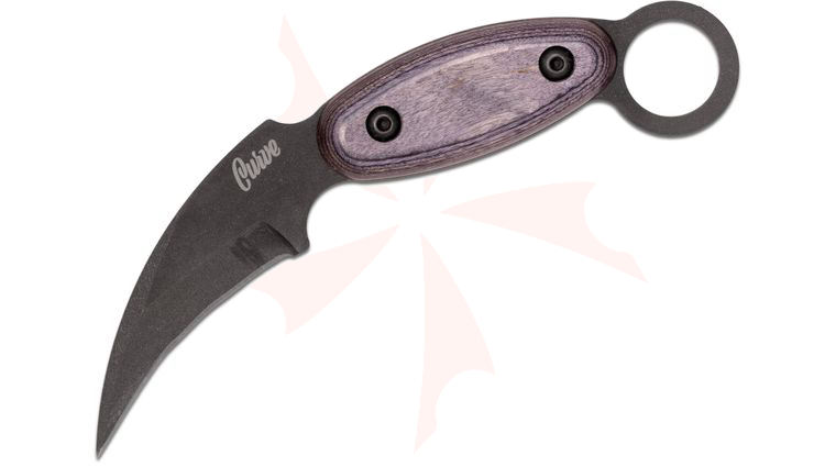 Ontario OKC Curve Kerambit (Karambit) Knife Fixed 3.9 inch Black Blade, Composite Hardwood Handles, Black Nylon Sheath