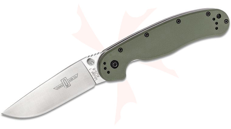 Ontario RAT Model 1 Folding Knife 3.6 inch Satin Plain Blade, Foliage Green FRN Handles