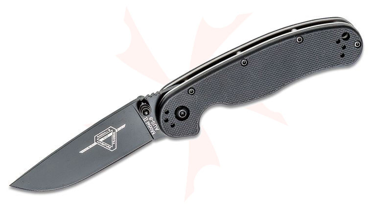 Ontario RAT Model 2 Folding Knife 3.0 inch Black Plain Blade, Black Nylon Handles