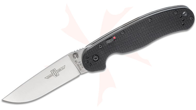 Ontario RAT Model 1-A Assisted Folding Knife 3.625 inch Satin Plain Blade, Black G10 Handles
