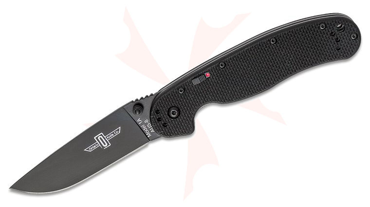 Ontario RAT Model 1-A Assisted Folding Knife 3.5 inch Black Plain Blade, Black G10 Handles