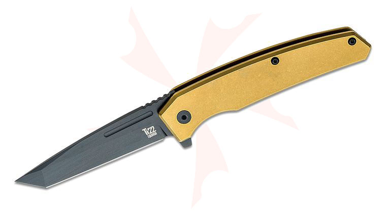 Ontario Ti-22 Equinox Folding Knife 3.03 inch S35VN Black Tanto Blade, Bronze Titanium Handles