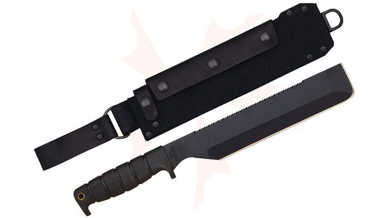 Ontario SP8 Machete Survival 10 inch 1095 Carbon Sawback Blade, Original Cordura and Leather Sheath