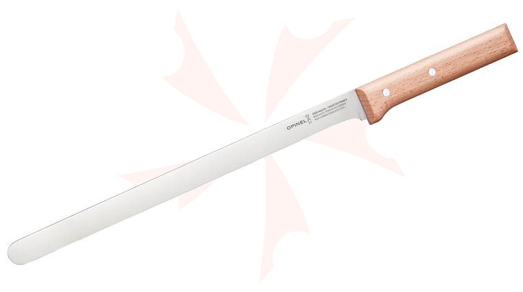 Opinel Parallele 12 inch Carpaccio Knife, Varnished Beach Wood Handle