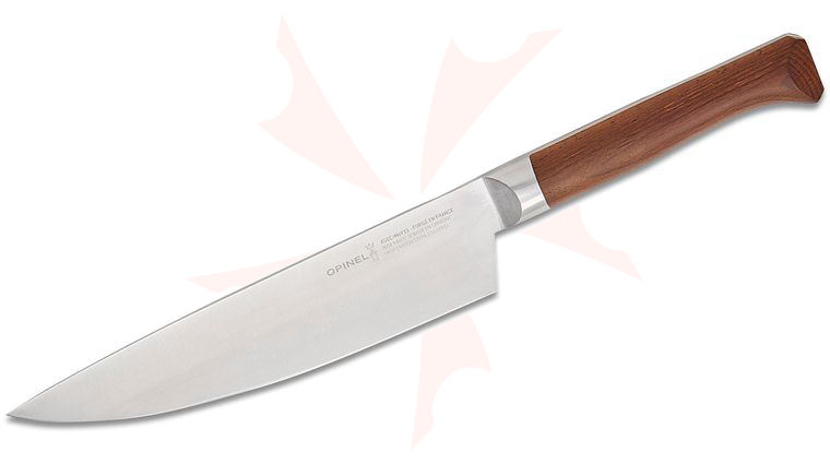 Opinel Les Forges 1890 Kitchen 8 inch Chef's Knife, Varnished Beach Wood Handle