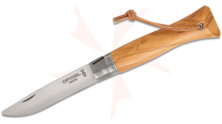 Opinel Neo6 Folding Knife 2.75 inch Sandvik 12C27 Stainless Plain Blade, Rounded Tip, Olive Wood Handle