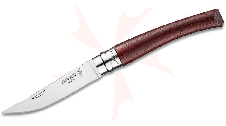 Opinel N08 Effile Ring Lock Folding Knife 3.5 inch Stainless Steel Polished Plain Blade, Padouk Wood Handle