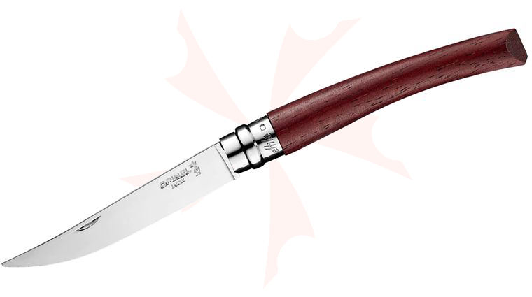 Opinel N010 Effile Ring Lock Folding Knife 4 inch Stainless Steel Polished Plain Blade, Padouk Wood Handle