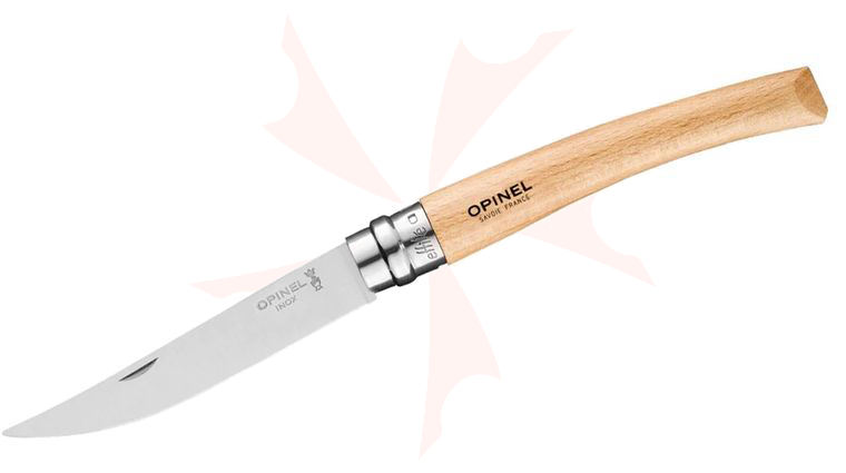 Opinel N010 Effile Ring Lock Folding Knife 4 inch Stainless Steel Satin Plain Blade, Beechwood Handle