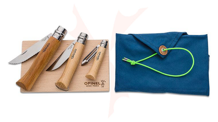 Opinel Nomad Cooking Kit, 5-Piece Travel Set, Olive Wood Handles