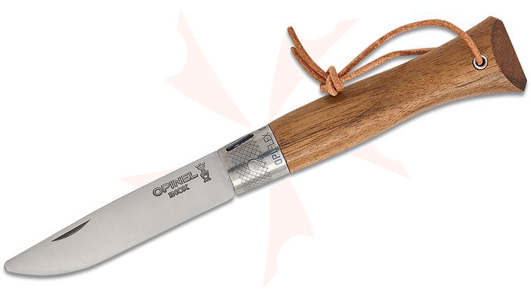 Opinel Neo6 Folding Knife 2.75 inch Sandvik 12C27 Stainless Plain Blade, Rounded Tip, Walnut Wood Handle