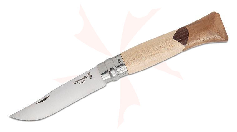 Opinel N09 Cime Ring Lock Folding Knife 3.5 inch Sandvik 12C27 Polished  Clip Point Blade, Black Walnut, Ash, and Sycamore Maple Wood Handle