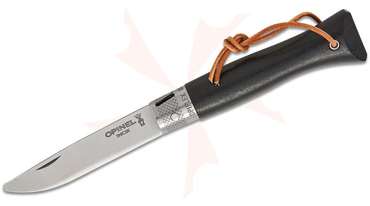 Opinel Neo6 Folding Knife 2.75 inch Sandvik 12C27 Stainless Plain Blade, Rounded Tip, Ebony Wood Handle