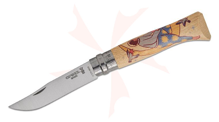 Opinel N08 Artist Limited Edition V Cosmos Folding Knife 3.28 inch Sandvik 12C27 Satin Blade, Asile Illustrated Beechwood Handle