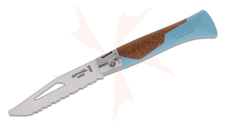 Opinel neo7 Alpine Opiflex Slipjoint Folding Knife 3.25 inch Stainless Serrated Clip Point Blade, Glacier Blue FRN Handles with Rescue Whistle and Bit Driver