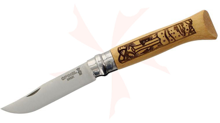Opinel National Parks N08 Great Smoky Mountains Ring Lock Folding Knife 3.25 inch Stainless Clip Point Blade, Engraved Beechwood Handle