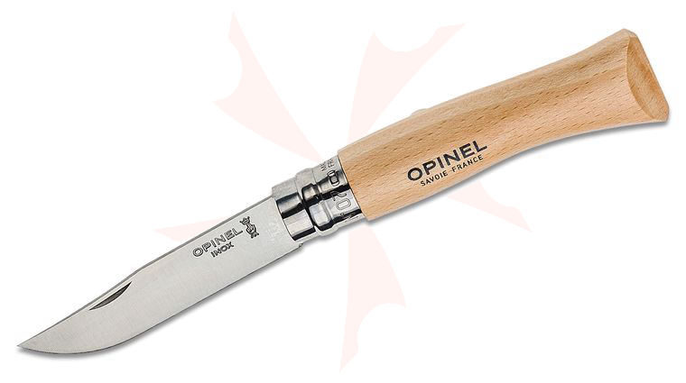 Opinel N07 Folding Knife 3.07 inch Sandvik 12C27 Stainless Steel Plain Blade, Beechwood Handle