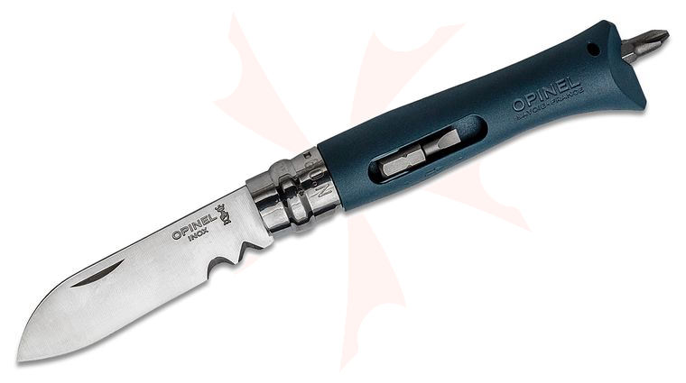 Opinel N09 DIY Multi-Function Folding Knife 3.15 inch Sandvik 12C27 Combo Blade, Gray FRN Handle