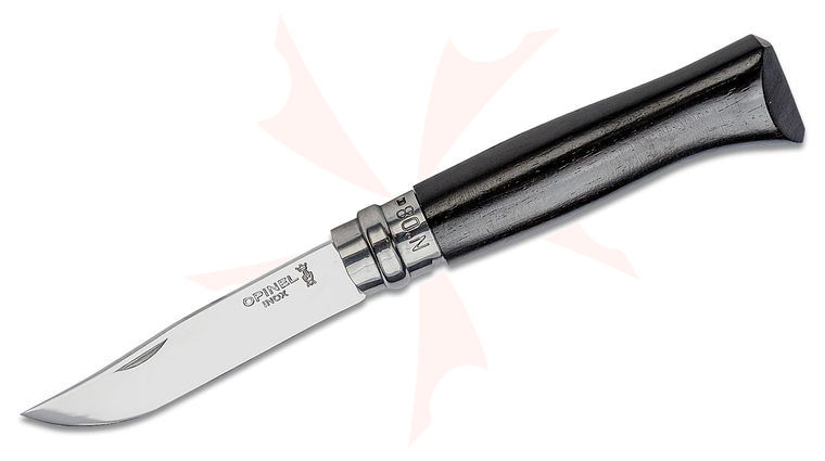 Opinel Luxury Collection N08 Folding Knife 3.28 inch 12C27 Polished Plain Blade, Ebony Wood Handle