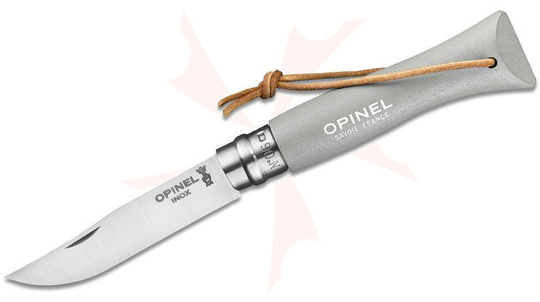 Opinel N06 Folding Knife 2.875 inch Sandvik 12C27 Stainless Plain Blade, Cloud Beechwood Handle