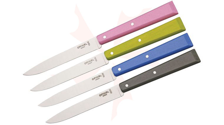 Opinel 4-Piece Bon Appetit Table Knives Set, Countryside Multi-Color Hornbeam Handles