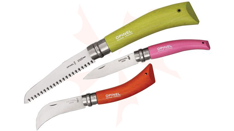Opinel 3-Piece Garden Folding Knife Trio Set, Sandvik 12C27 Blades, Multi-Color Beechwood Handles