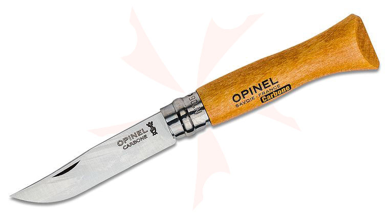 Opinel N06 Folding Knife 2.875 inch X90 Carbon Plain Blade, Varnished Beechwood Handle