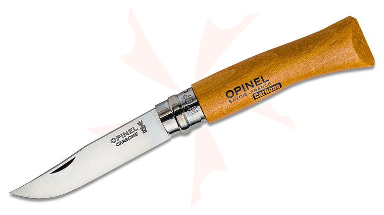 Opinel N07 Folding Knife 3.07 inch X90 Carbon Plain Blade, Varnished Beechwood Handle