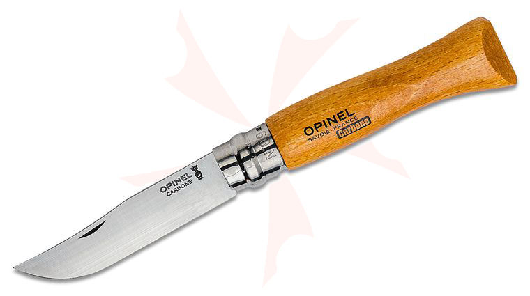 Opinel N09 Folding Knife 3.5 inch X90 Carbon Plain Blade, Varnished Beechwood Handle