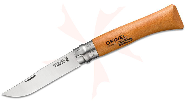 Opinel N010 Folding Knife 3.92 inch X90 Carbon Plain Blade, Varnished Beechwood Handle