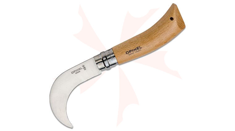 Opinel N010 Hawkbill Pruning Knife Folding 3.25 inch Sandvik 12C27 Blade, Beechwood Handle