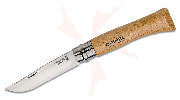 Opinel N010 Folding Knife 3.92 inch Sandvik 12C27 Plain Blade, Beechwood Handle