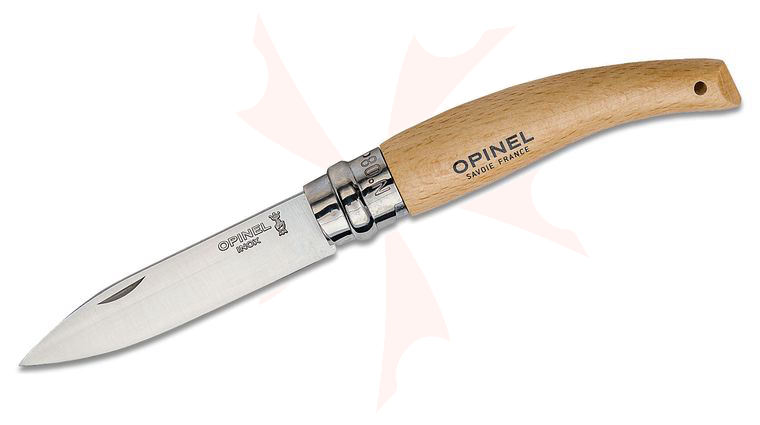 Opinel N08 Garden Folding Knife 3.25 inch Sandvik 12C27 Plain Blade, Beechwood Handle