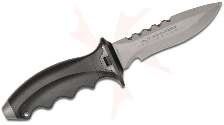 Atomic Aquatics 07-0007-3P Ti6 Dive Knife Fixed 4.375 inch Titanium Combo Edge Sawback Blade, Molded Plastic Sheath