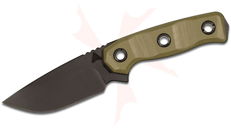 Atlas Dynamic Defense Harbinger S Fixed 3.875 inch Black S30V Blade, OD Green G10 Handles, Kydex Sheath