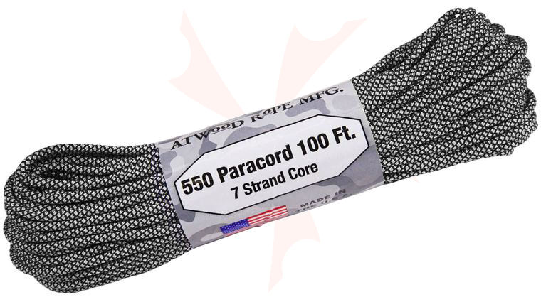 Atwood Rope 550 Paracord, Black/Grey Diamonds, 100 Feet