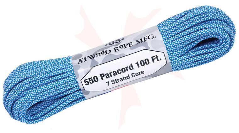 Atwood Rope 550 Paracord, Blue/White Diamonds, 100 Feet