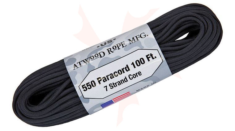 Atwood Rope 550 Paracord, Black, 100 Feet