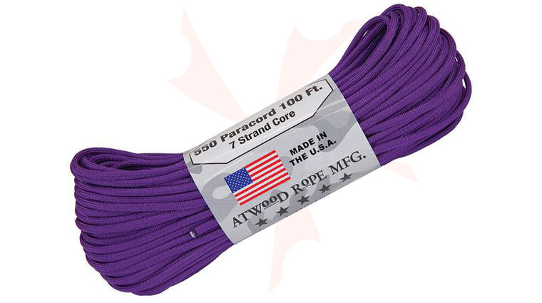 Atwood Rope 550 Paracord, Purple, 100 Feet