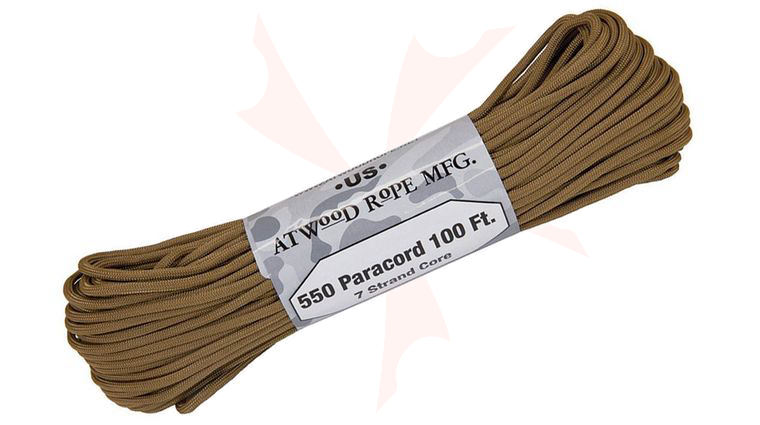 Atwood Rope 550 Paracord, Coyote, 100 Feet