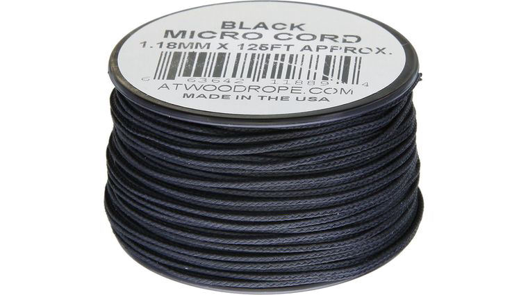 Atwood Rope Micro Cord, Black, 125 Feet